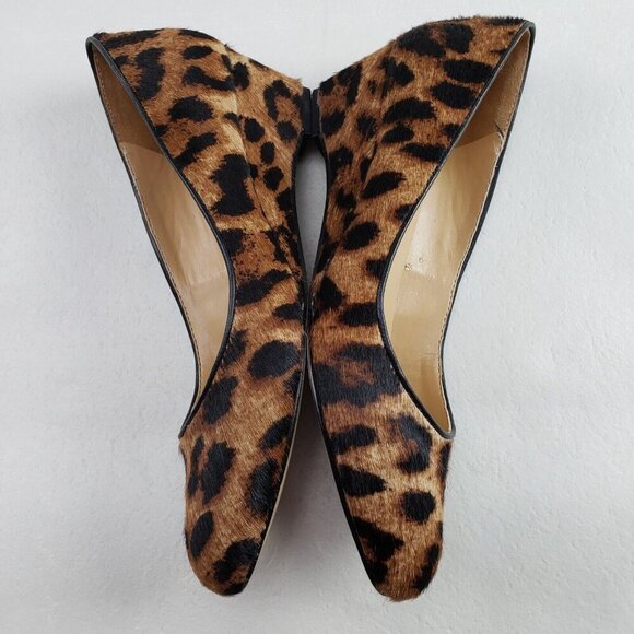 Talbots Leopard Print Laney Wedge Womens 7 Brown Calf Hair Low Closed Toe Heel - Picture 4 of 10